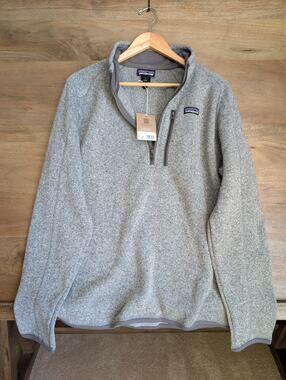 Patagonia Better Sweater Mens M Gray Heather Performance Stonewash 1/4 Zip NWT